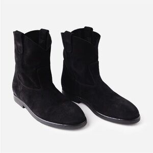 Re/Done 60s Camarguaise Black Suede Pull On Ankle Boots EU 37, US 6.5/7